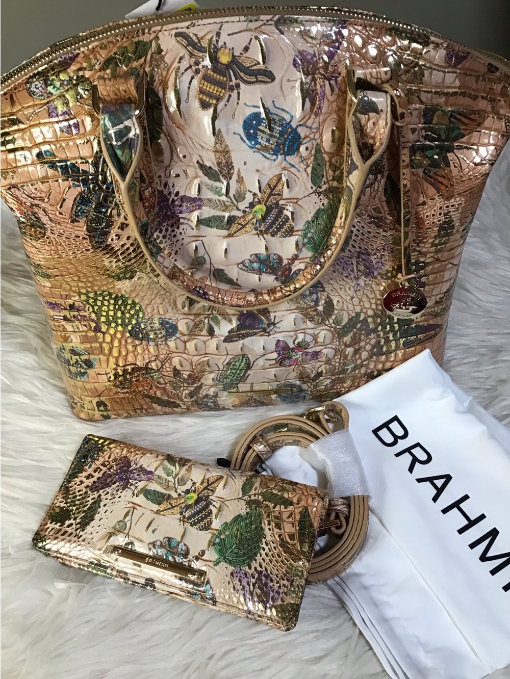 Brahmin Lrg Duxbury bag and wallet set hill garden Melbourne botanical pattern